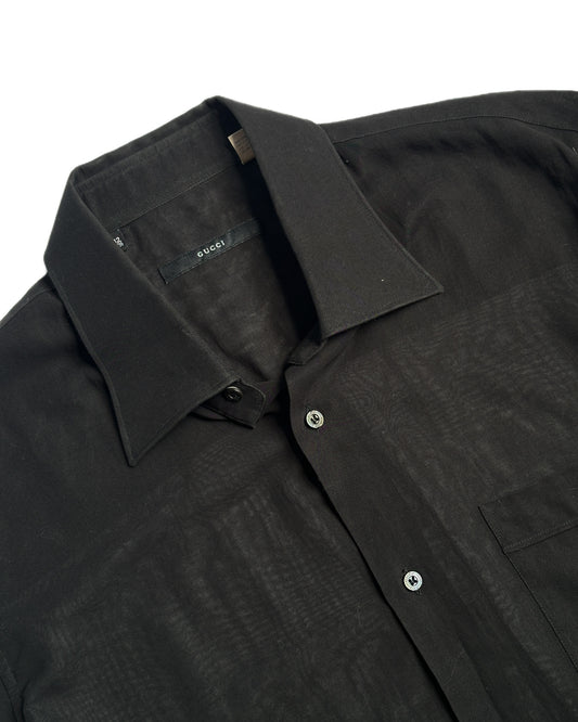 Gucci by Tom Ford Sheer Short Sleeve Button Up Shirt