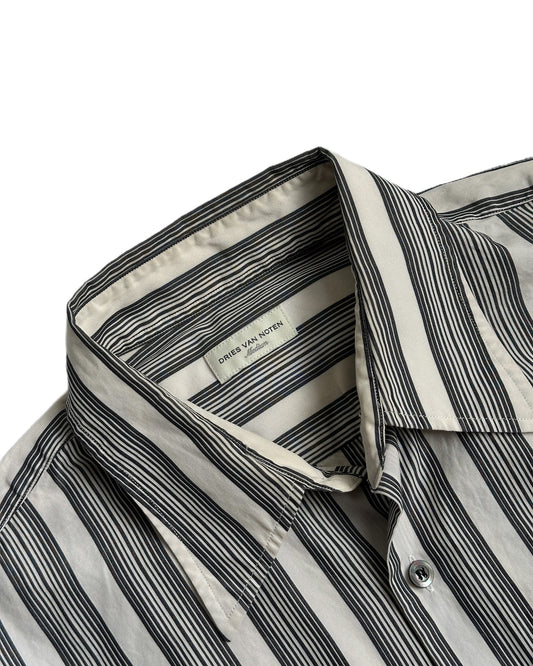 Dries Van Noten Striped Short Sleeve Button Up Shirt