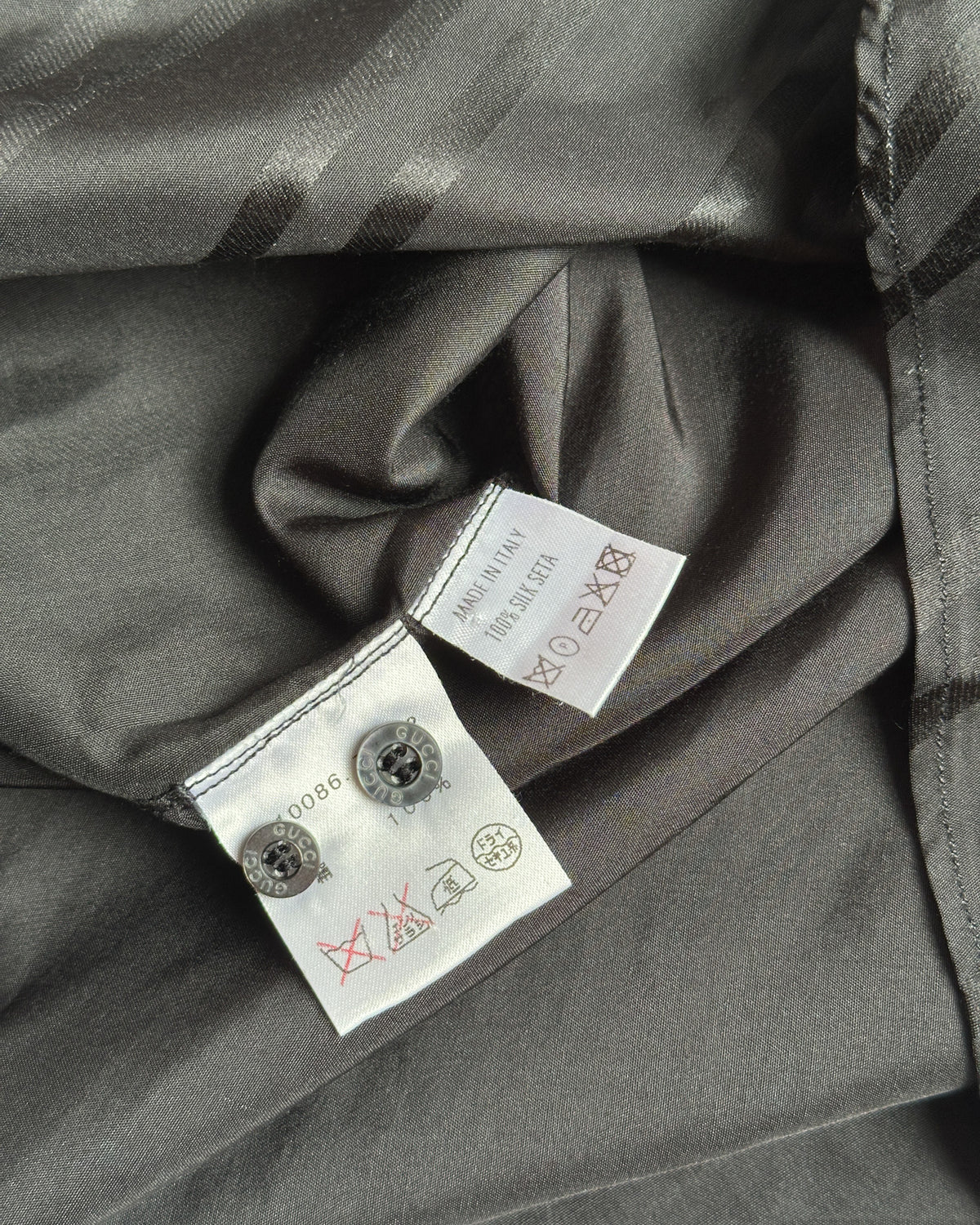 Gucci by Tom Ford Silk Band Collar Shirt