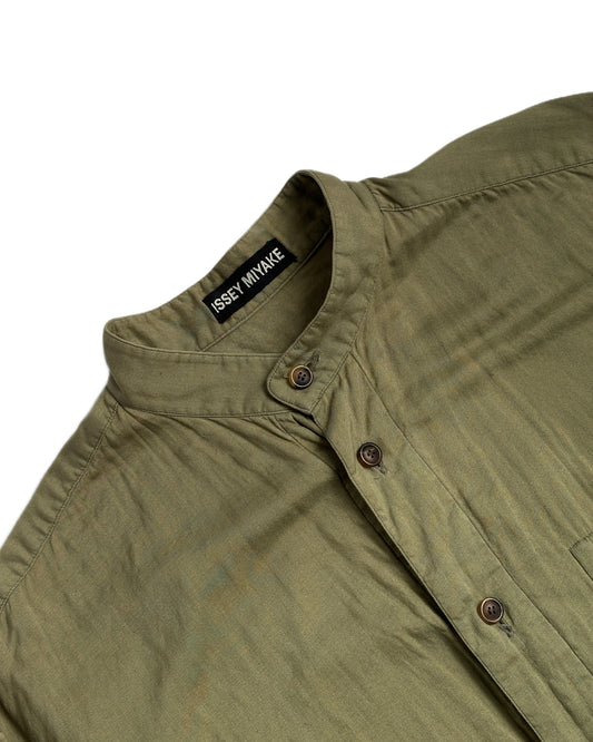 Issey Miyake Band Collar Button Up Shirt