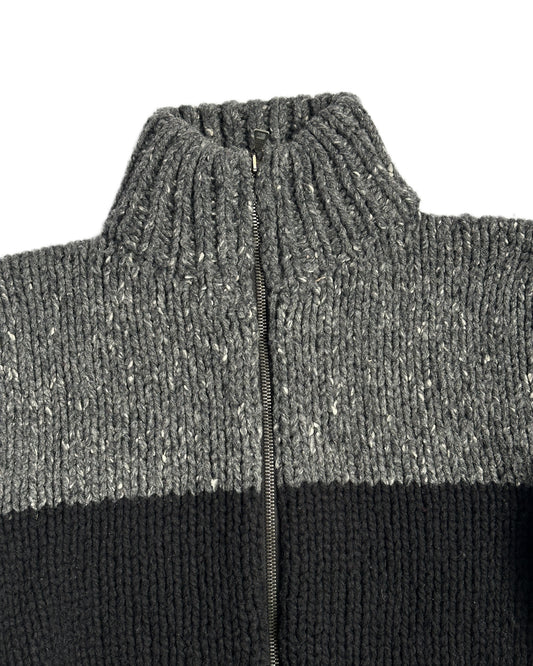 Prada Sport Fair Isle Full Zip Wool Sweater