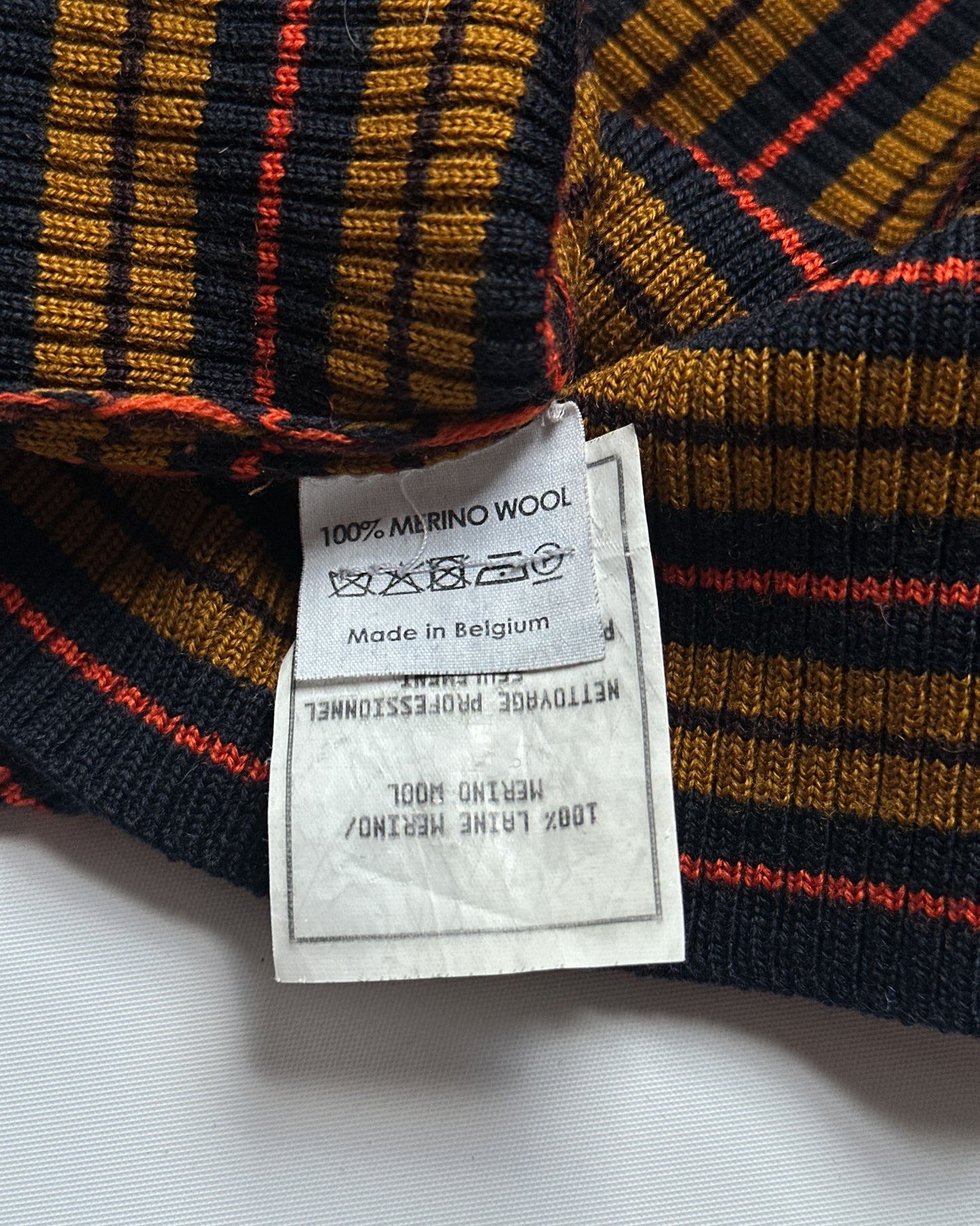 Dries Van Moten Merino Wool Striped Turtleneck