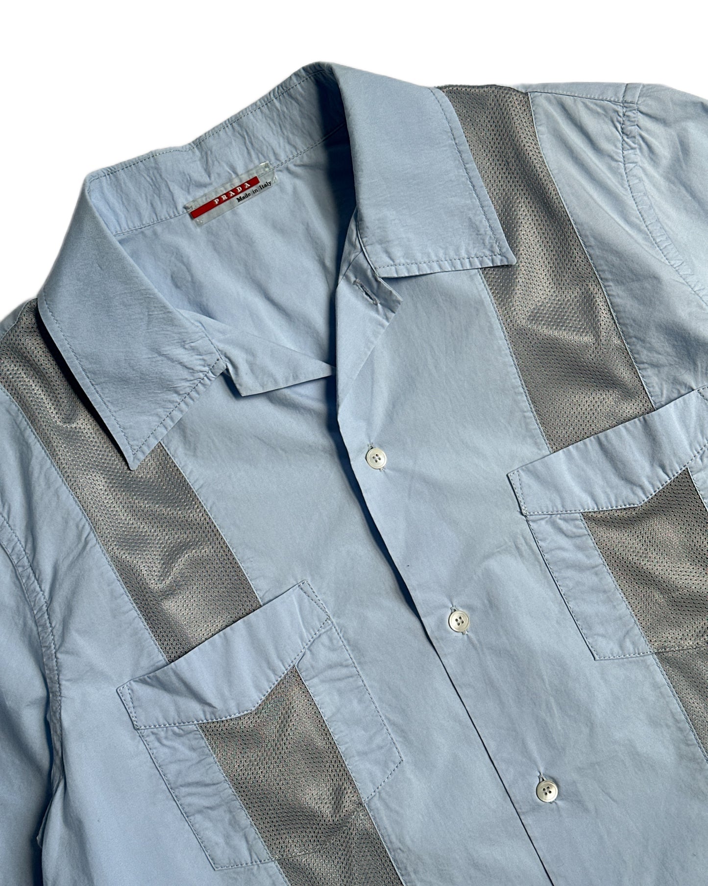 Prada Sport 2000s Paneled Short Sleeve Button Up Shirt