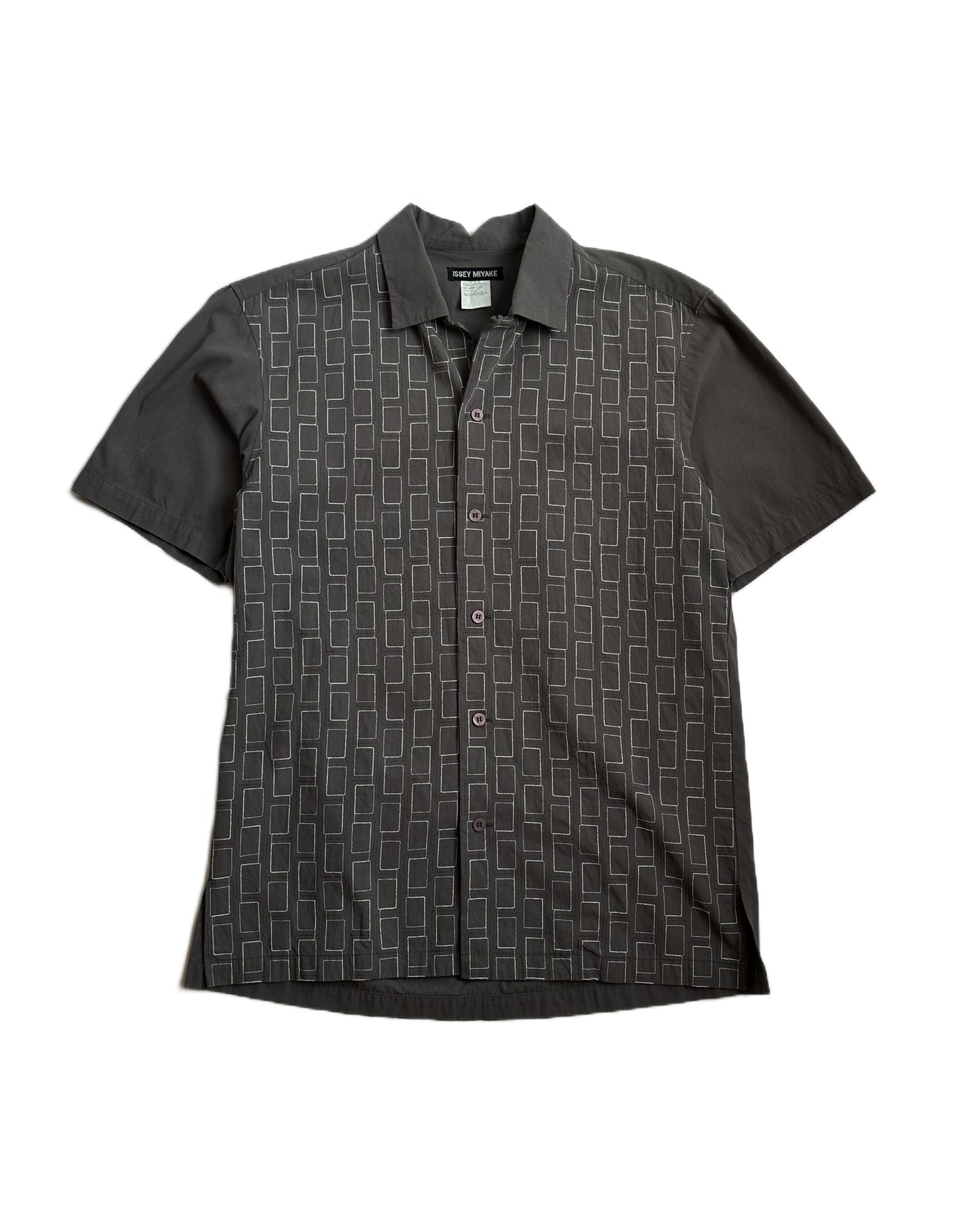Issey Miyake Abstract Textured Short Sleeve Button Up Shirt