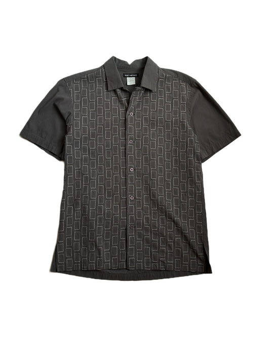 Issey Miyake Abstract Textured Short Sleeve Button Up Shirt