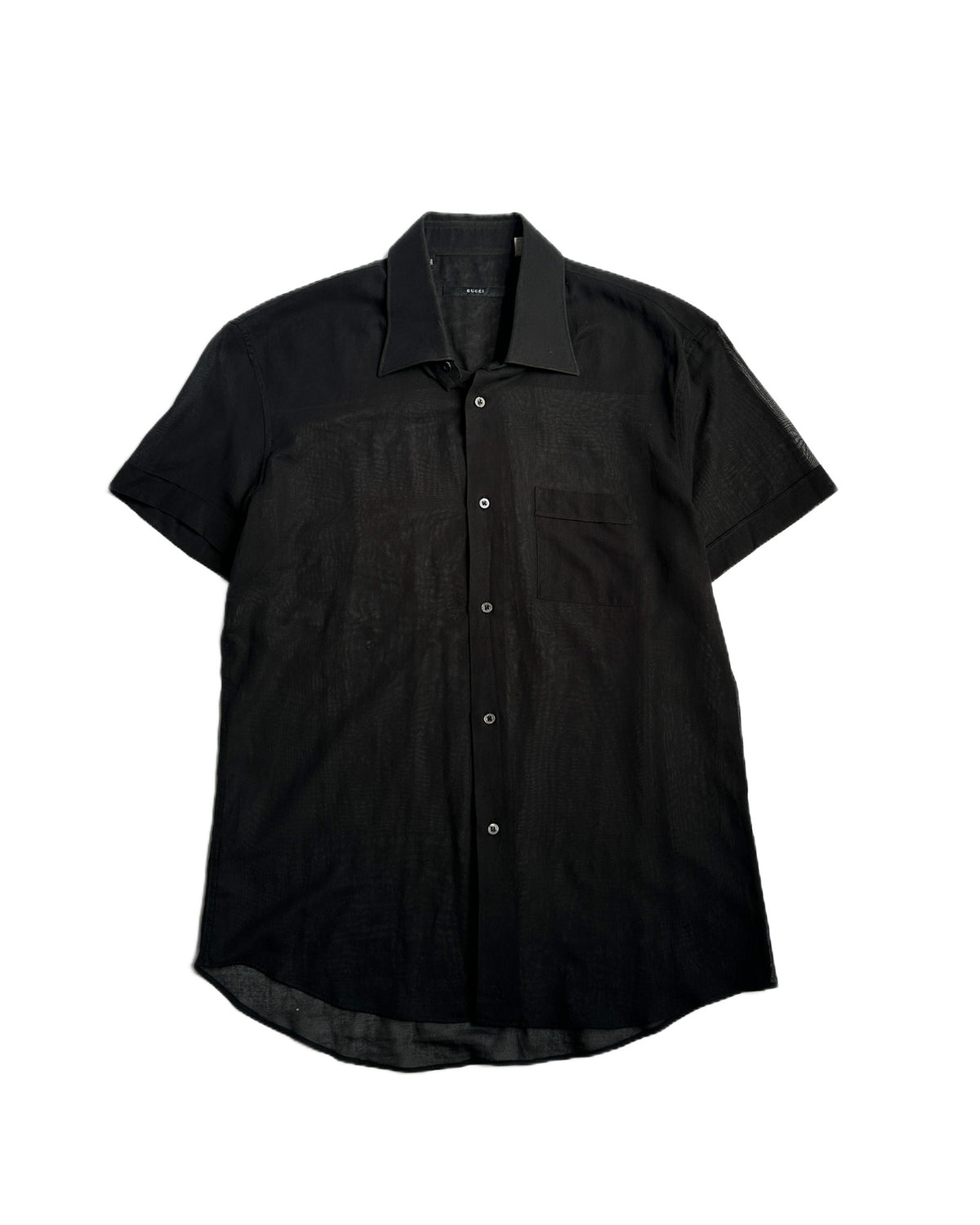 Gucci by Tom Ford Sheer Short Sleeve Button Up Shirt