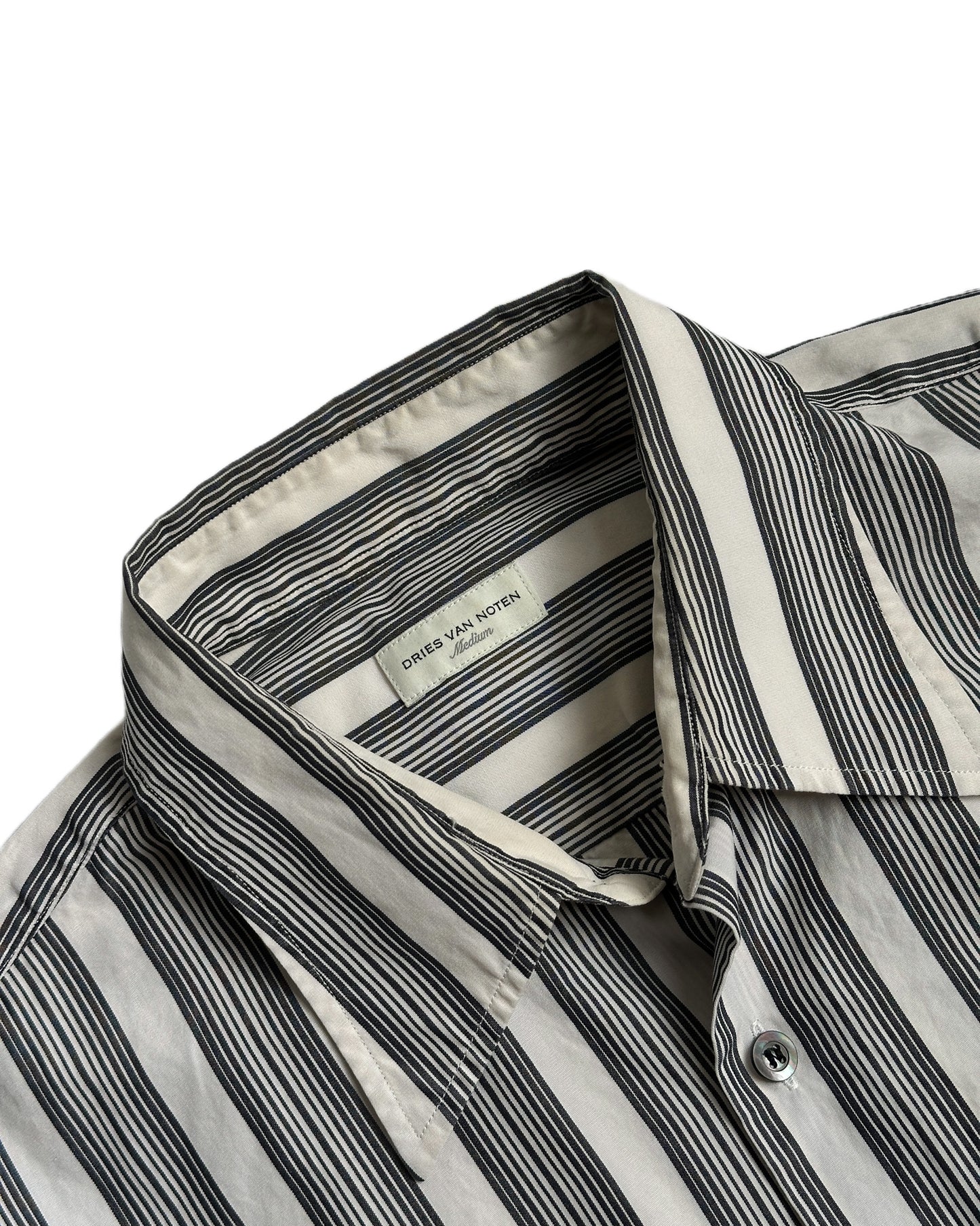 Dries Van Noten Striped Short Sleeve Button Up Shirt