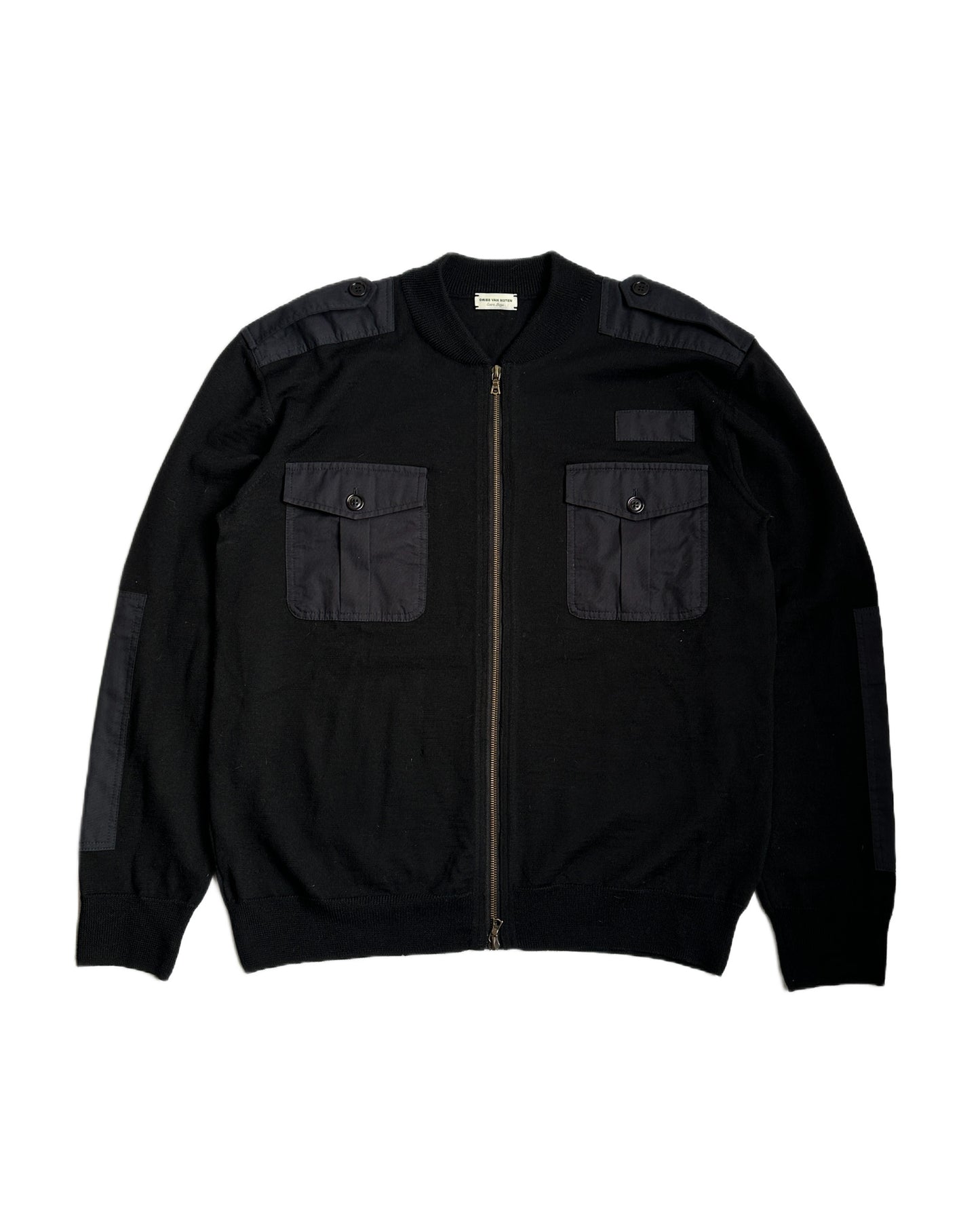 Dries Van Noten Full Zip Military Sweater
