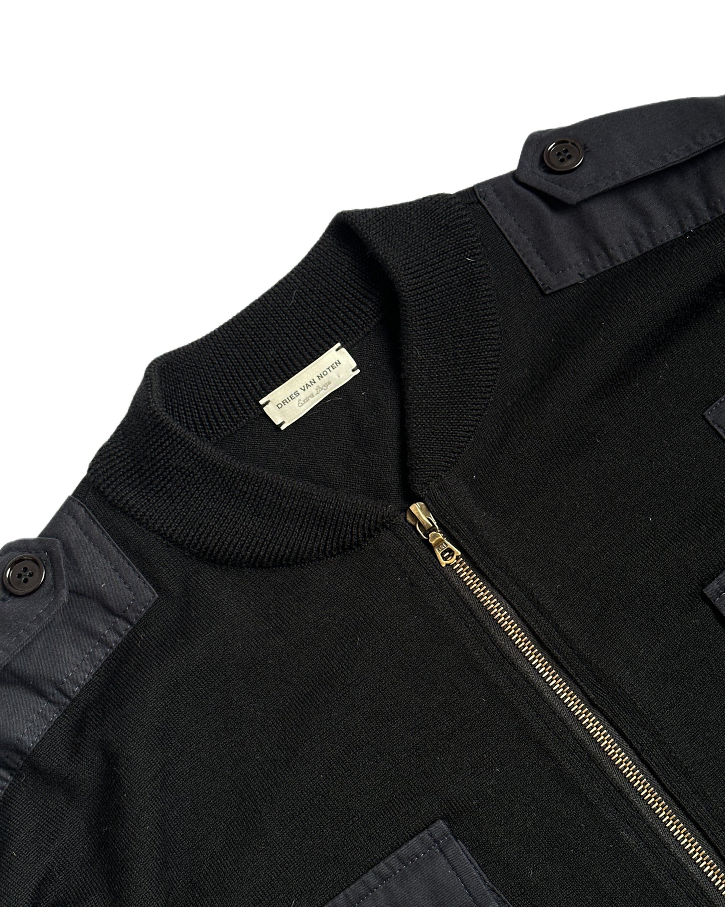Dries Van Noten Full Zip Military Sweater