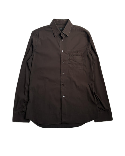 Prada Abstract Collar Stitch Button Up Shirt