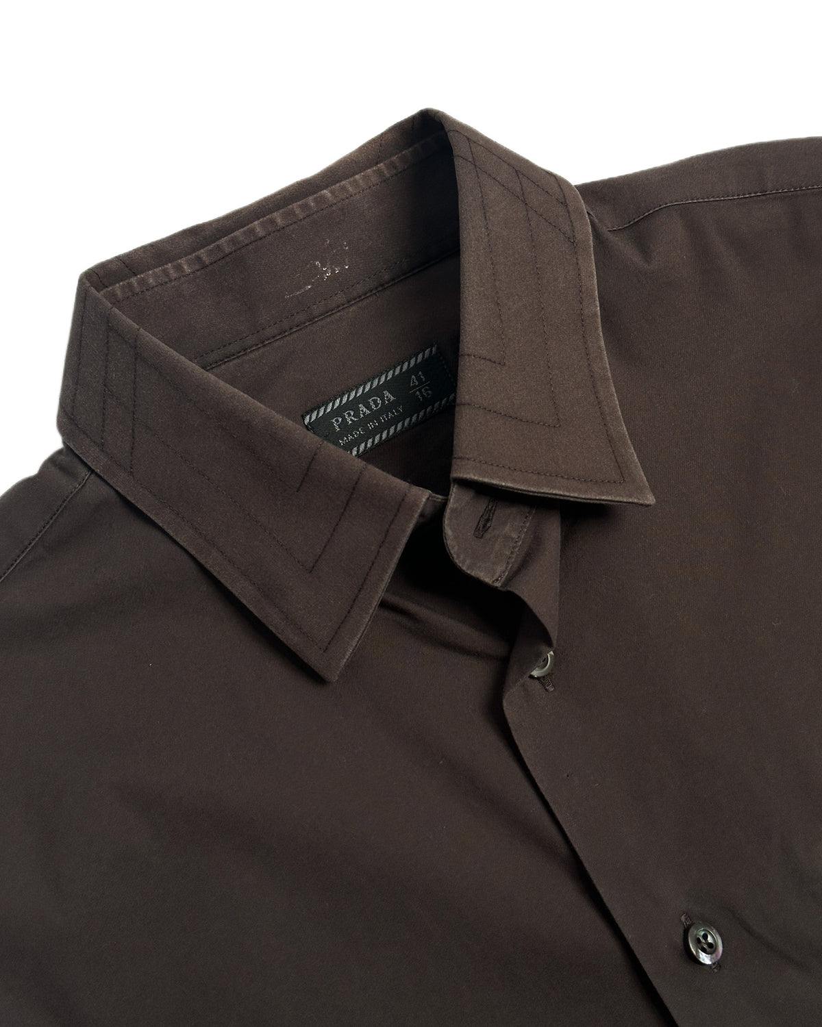 Prada Abstract Collar Stitch Button Up Shirt