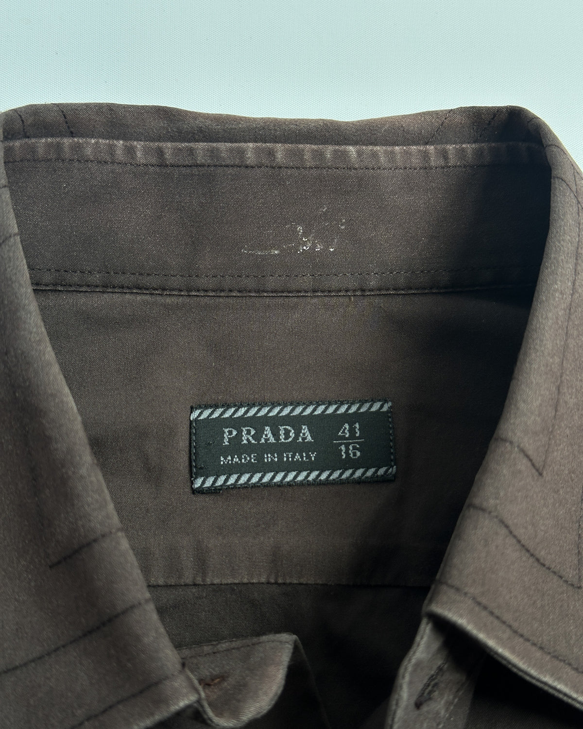 Prada Abstract Collar Stitch Button Up Shirt
