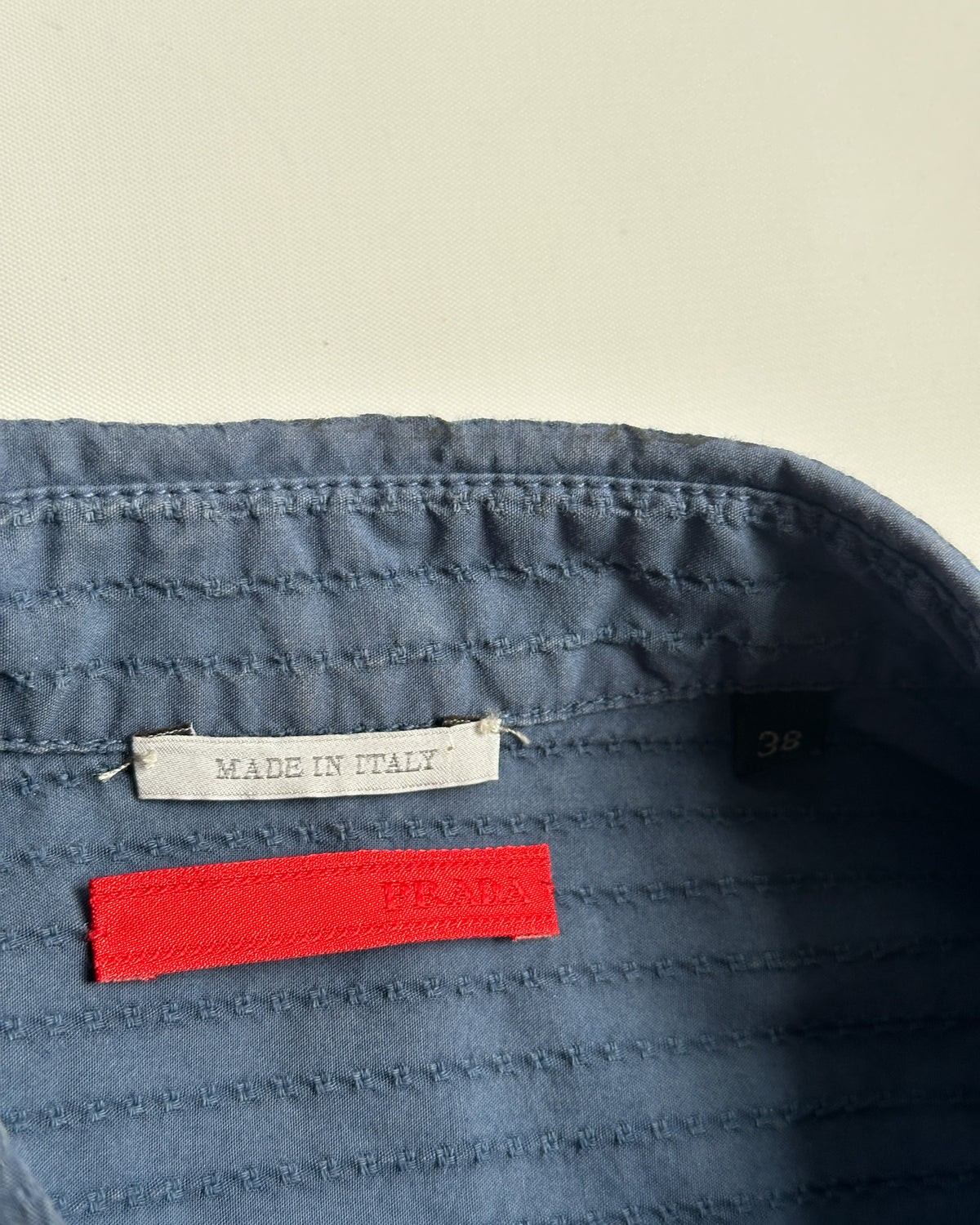 Prada Sport Textural Striped SS Button Up Shirt