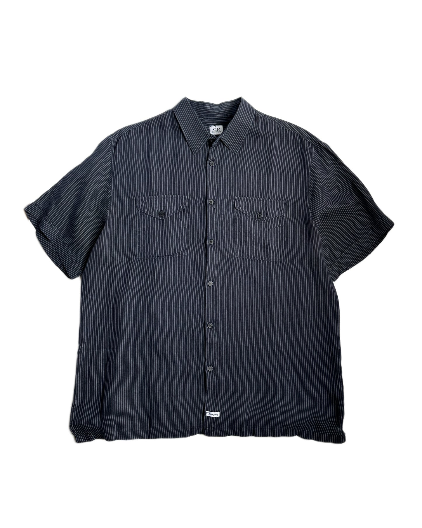 C.P. Company Striped Linen Short Sleeve Button Up