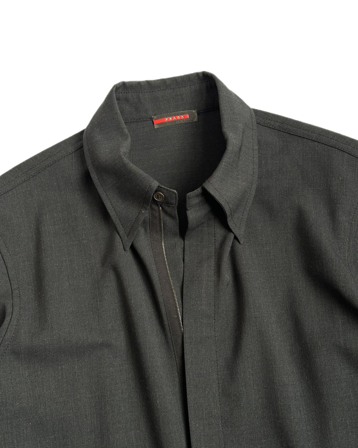 Prada Sport Wool Zip Button Up Shirt