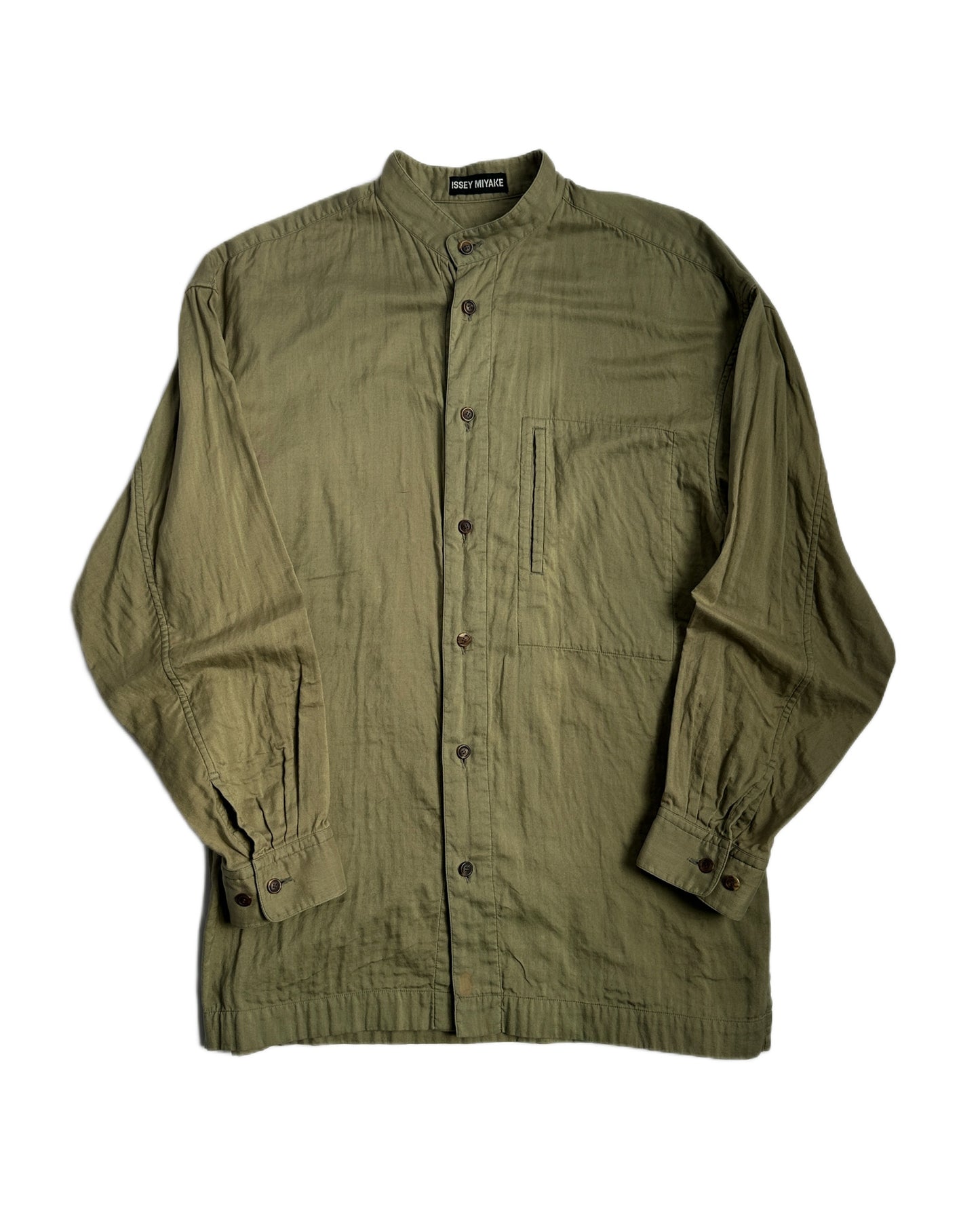 Issey Miyake Band Collar Button Up Shirt