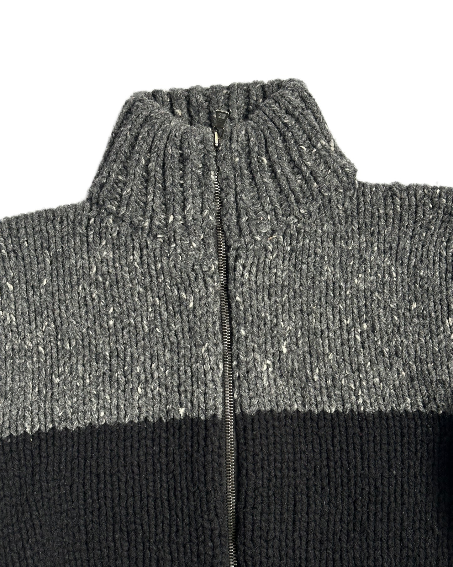 Prada Sport Fair Isle Full Zip Wool Sweater