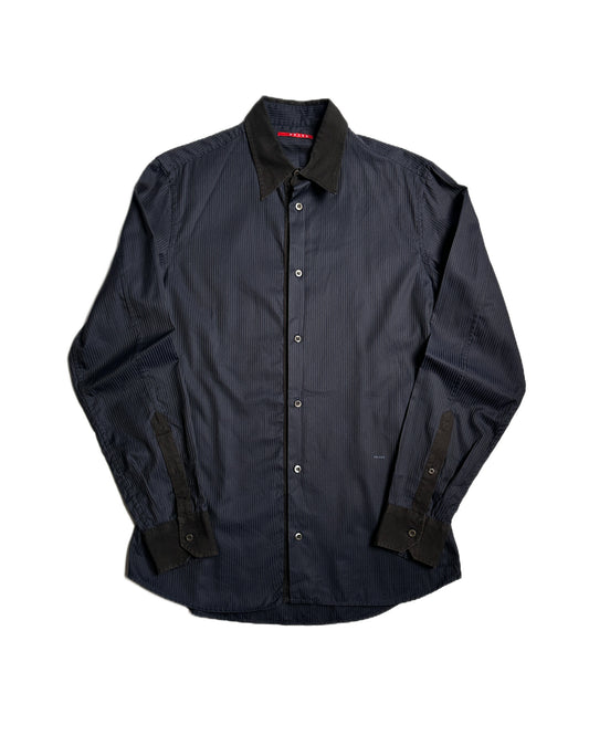 Prada Sport Striped Overdyed Button Up Shirt