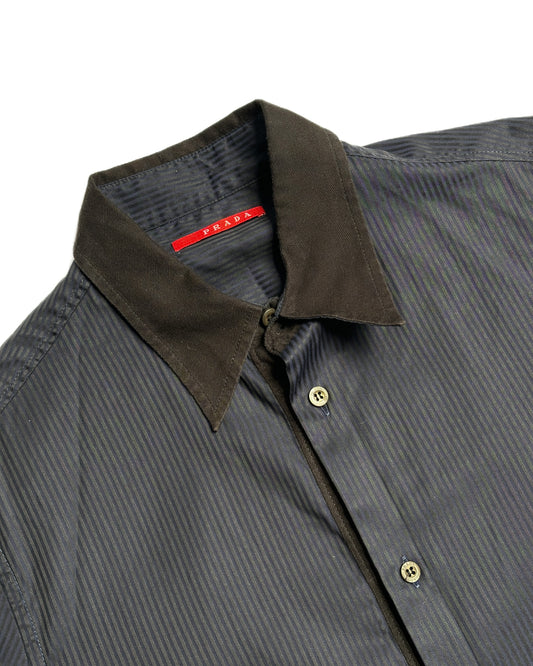 Prada Sport Striped Overdyed Button Up Shirt