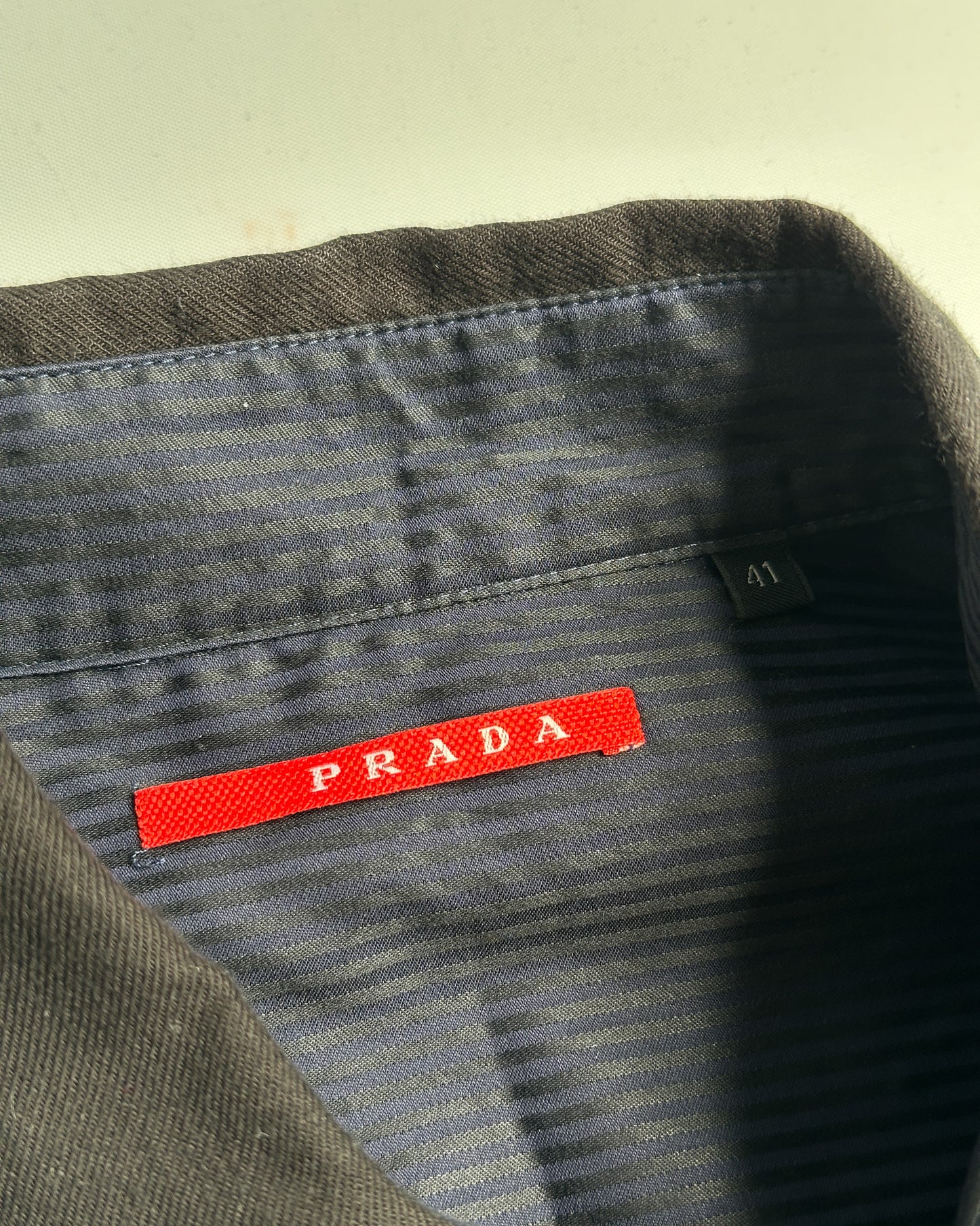 Prada Sport Striped Overdyed Button Up Shirt