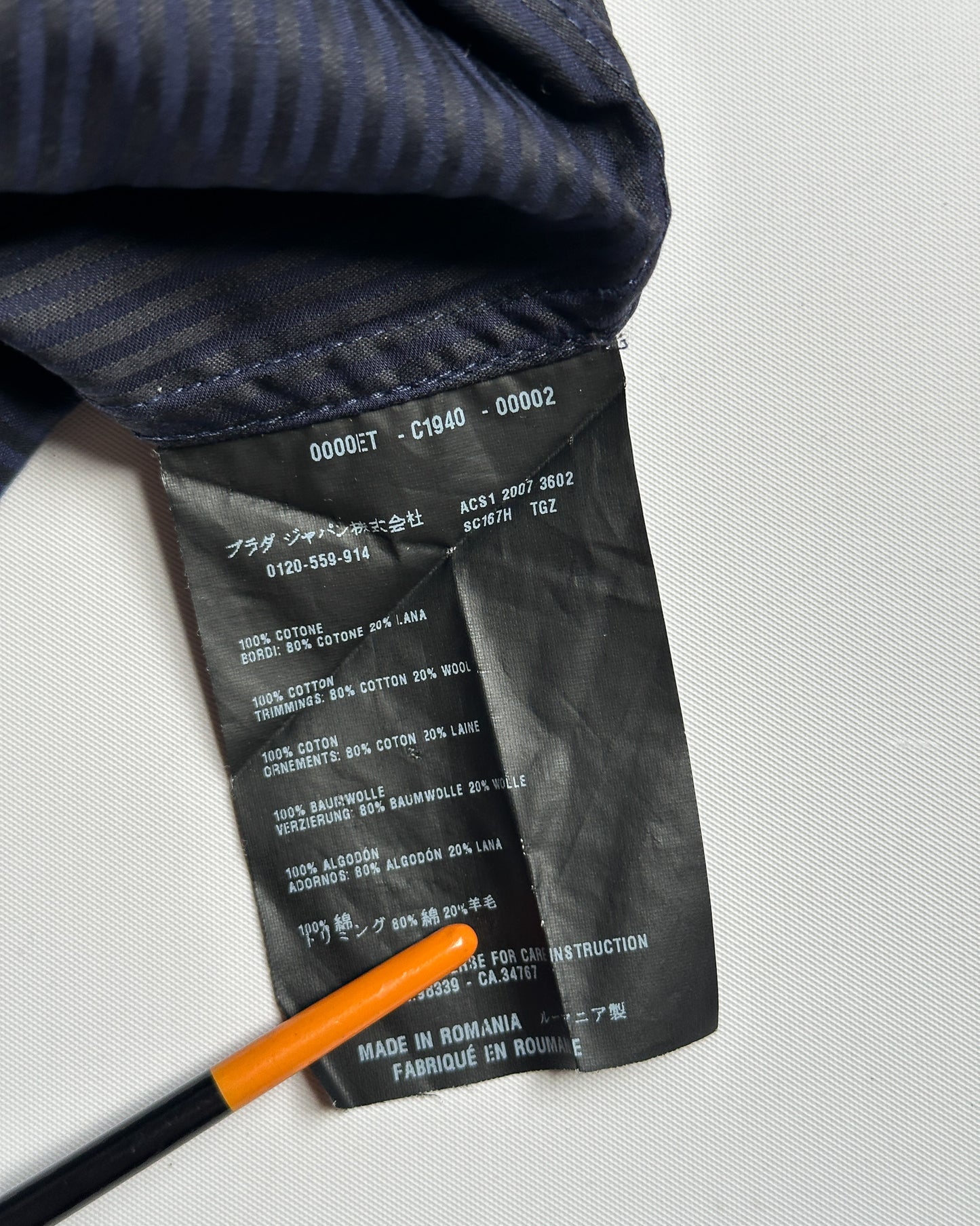 Prada Sport Striped Overdyed Button Up Shirt