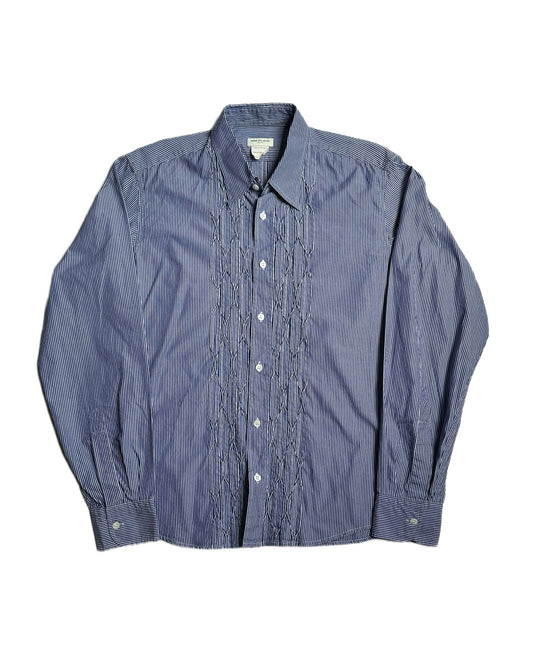 Dries Van Noten Striped Chain Embroidered Button Up Shirt