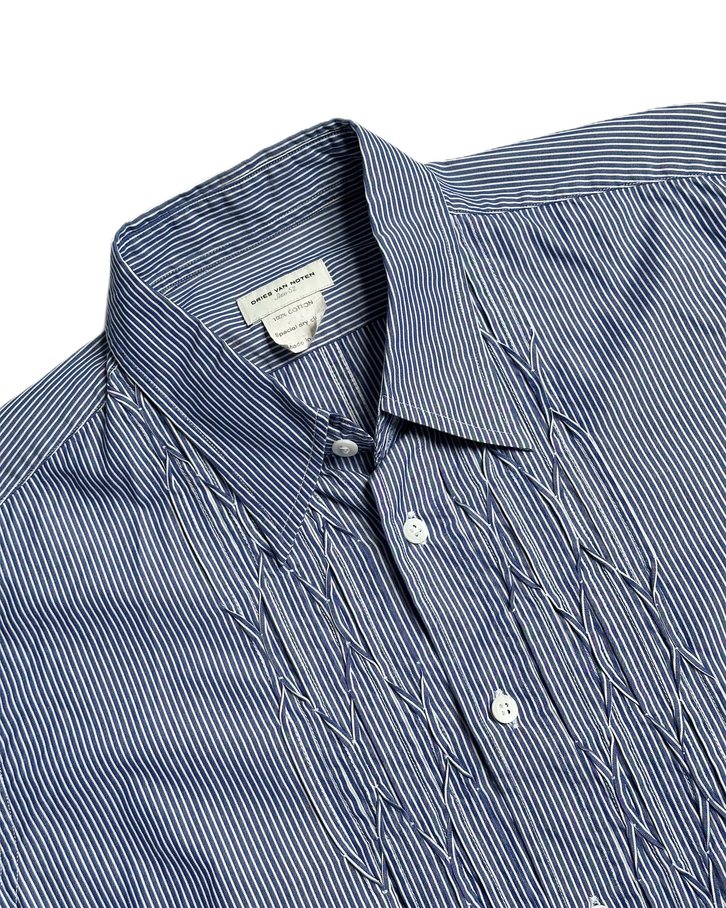 Dries Van Noten Striped Chain Embroidered Button Up Shirt
