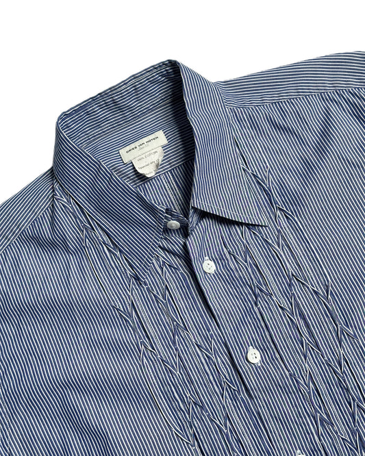 Dries Van Noten Striped Chain Embroidered Button Up Shirt