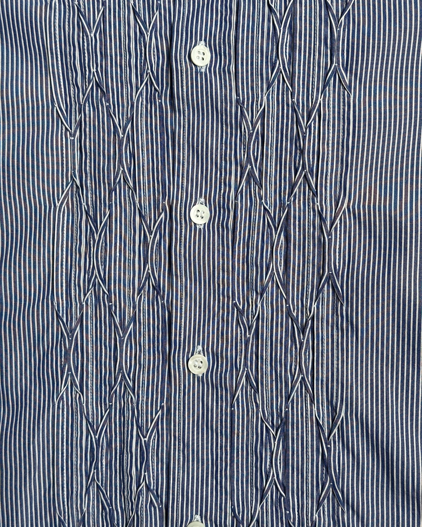 Dries Van Noten Striped Chain Embroidered Button Up Shirt