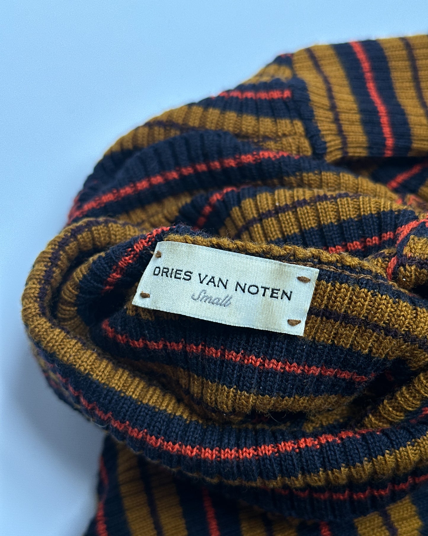Dries Van Moten Merino Wool Striped Turtleneck